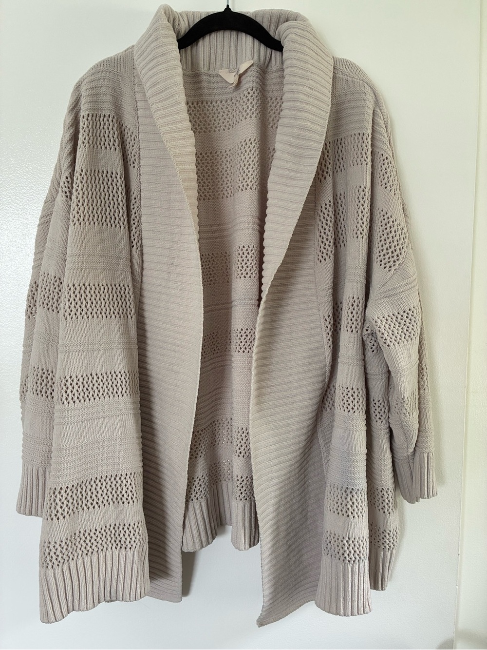 Terra & Sky Light Beige Open-Front Knit Cardigan